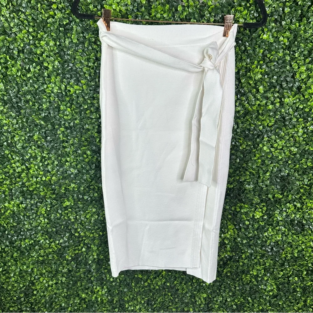 Nwt REVOLVE Bobi Sweater Wrap‎ Skirt In Ivory White Midi New With Tags Size S